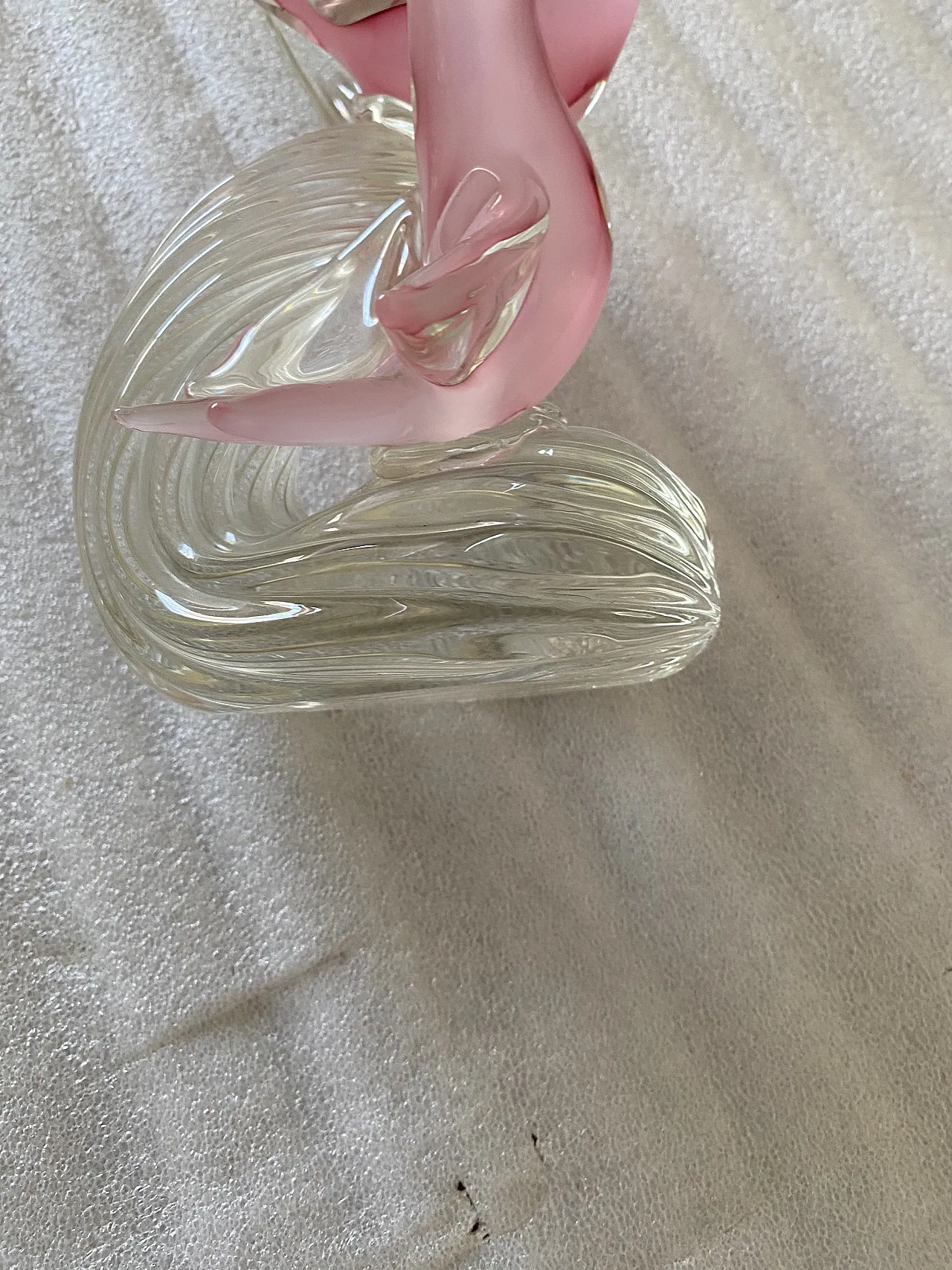 Scultura in vetro di Murano di Uccelli, rosa e trasparente, anni '70 4