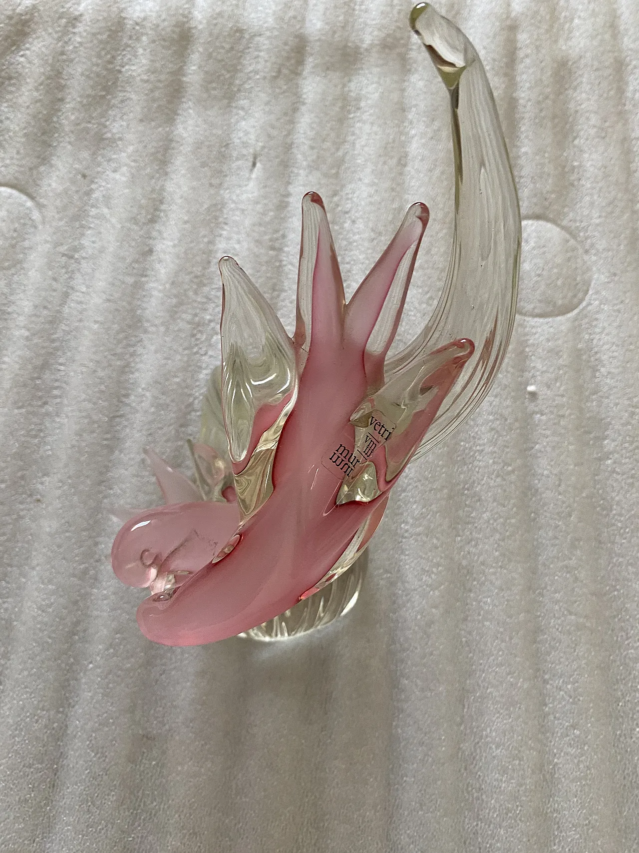 Scultura in vetro di Murano di Uccelli, rosa e trasparente, anni '70 5