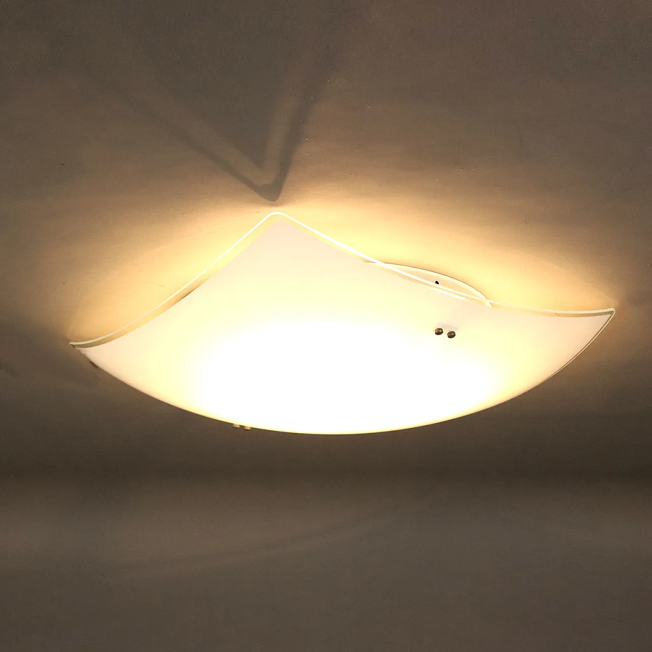 Lampada da soffitto in alluminio smaltato e vetro, fine '900 1