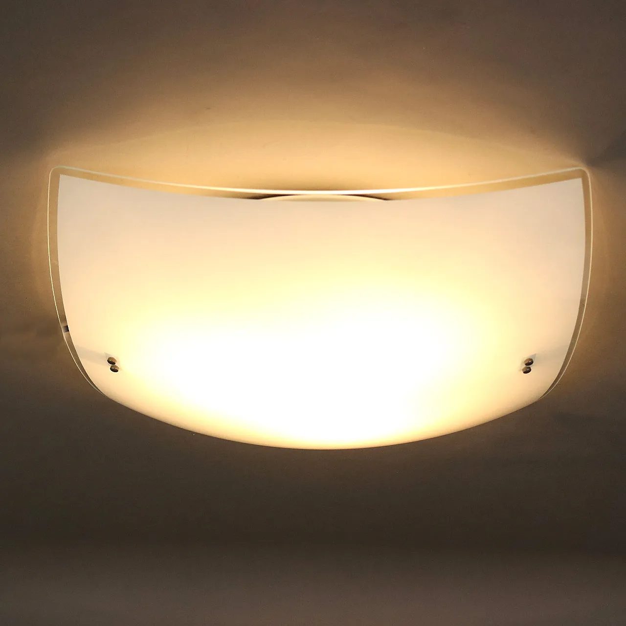 Lampada da soffitto in alluminio smaltato e vetro, fine '900 3