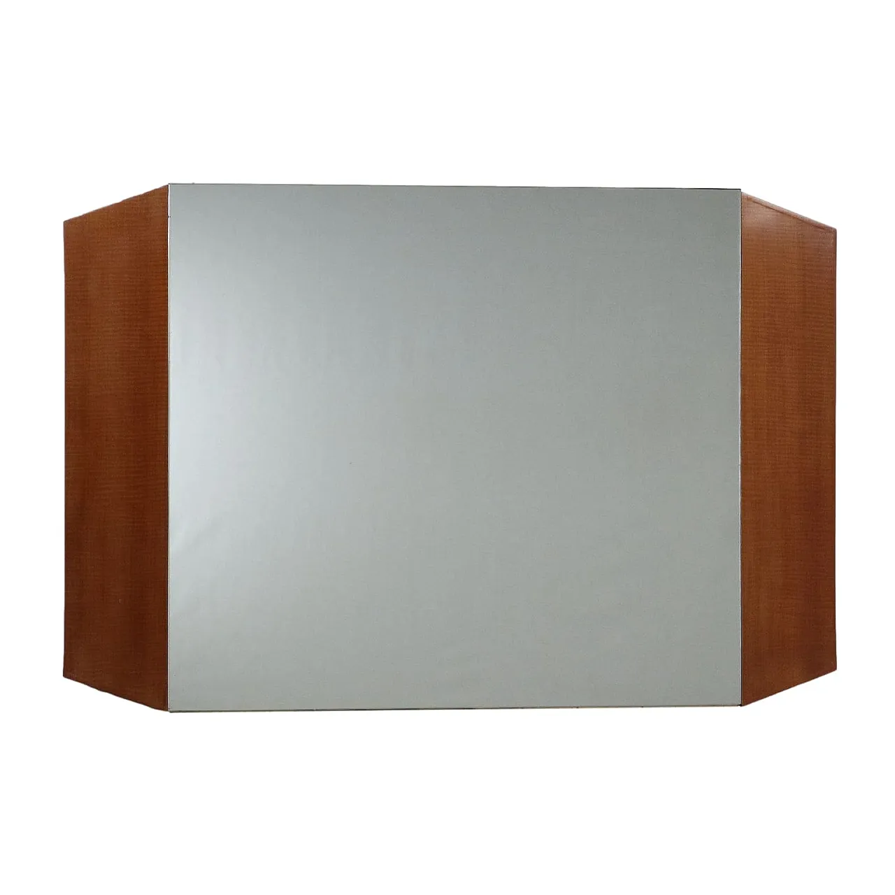 Specchio da parete in mogano impiallacciato e ottone, metà '900 1