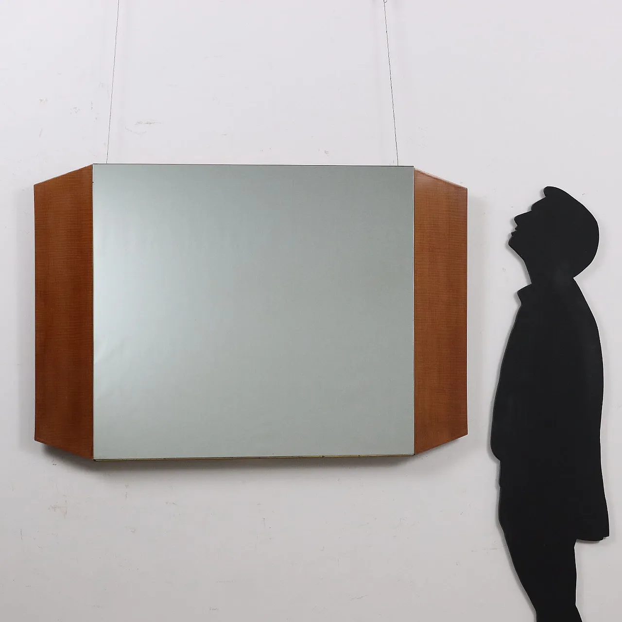 Specchio da parete in mogano impiallacciato e ottone, metà '900 2