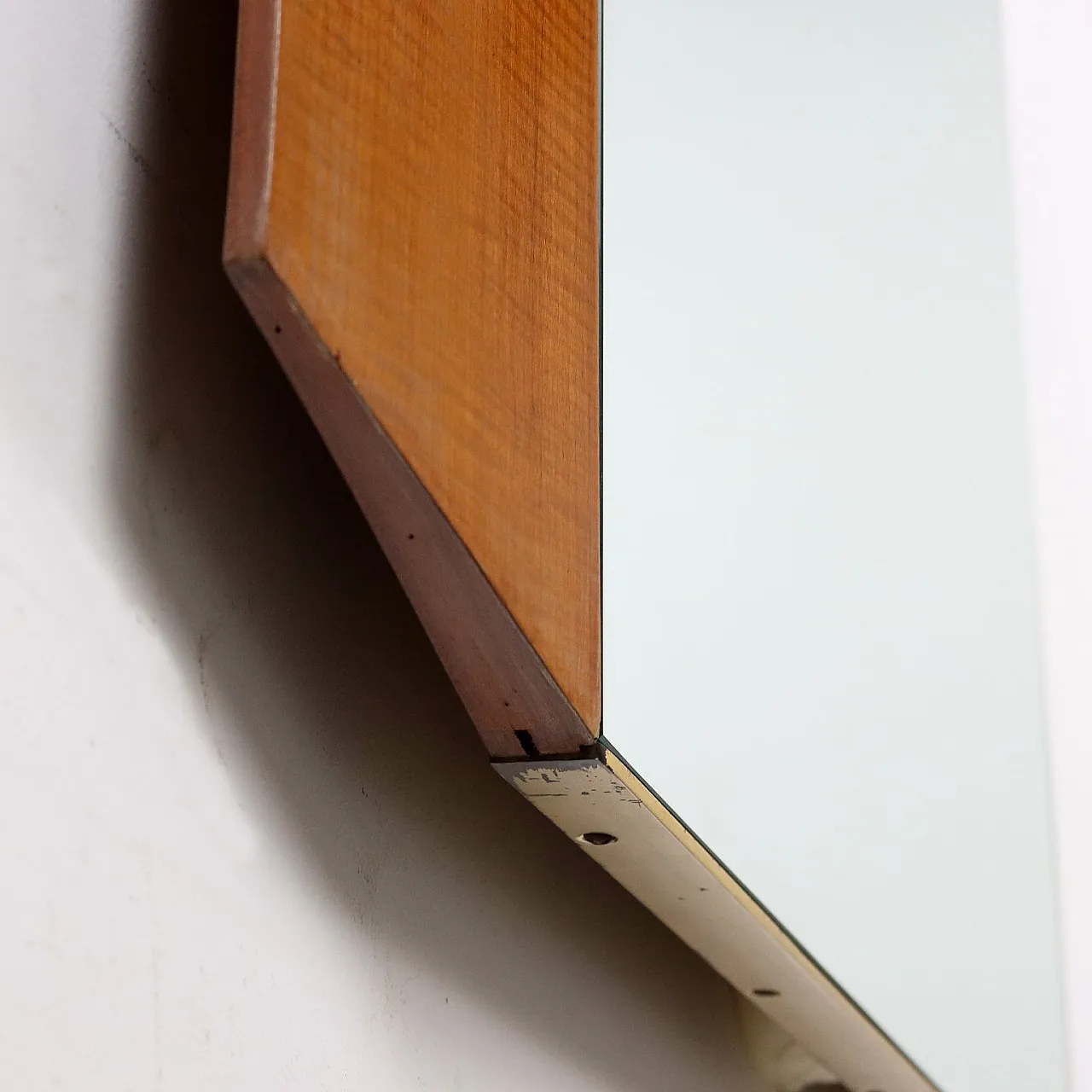 Specchio da parete in mogano impiallacciato e ottone, metà '900 6