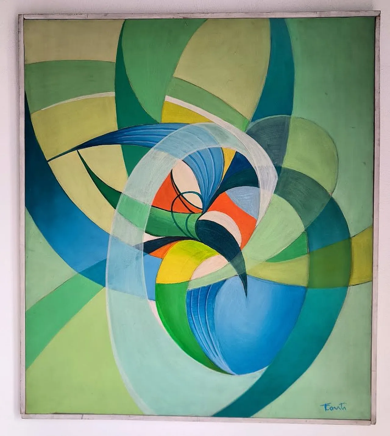 Dipinto FUTURISTA di TINA CONTI, olio su tela, Milano ITALY anni '30 3