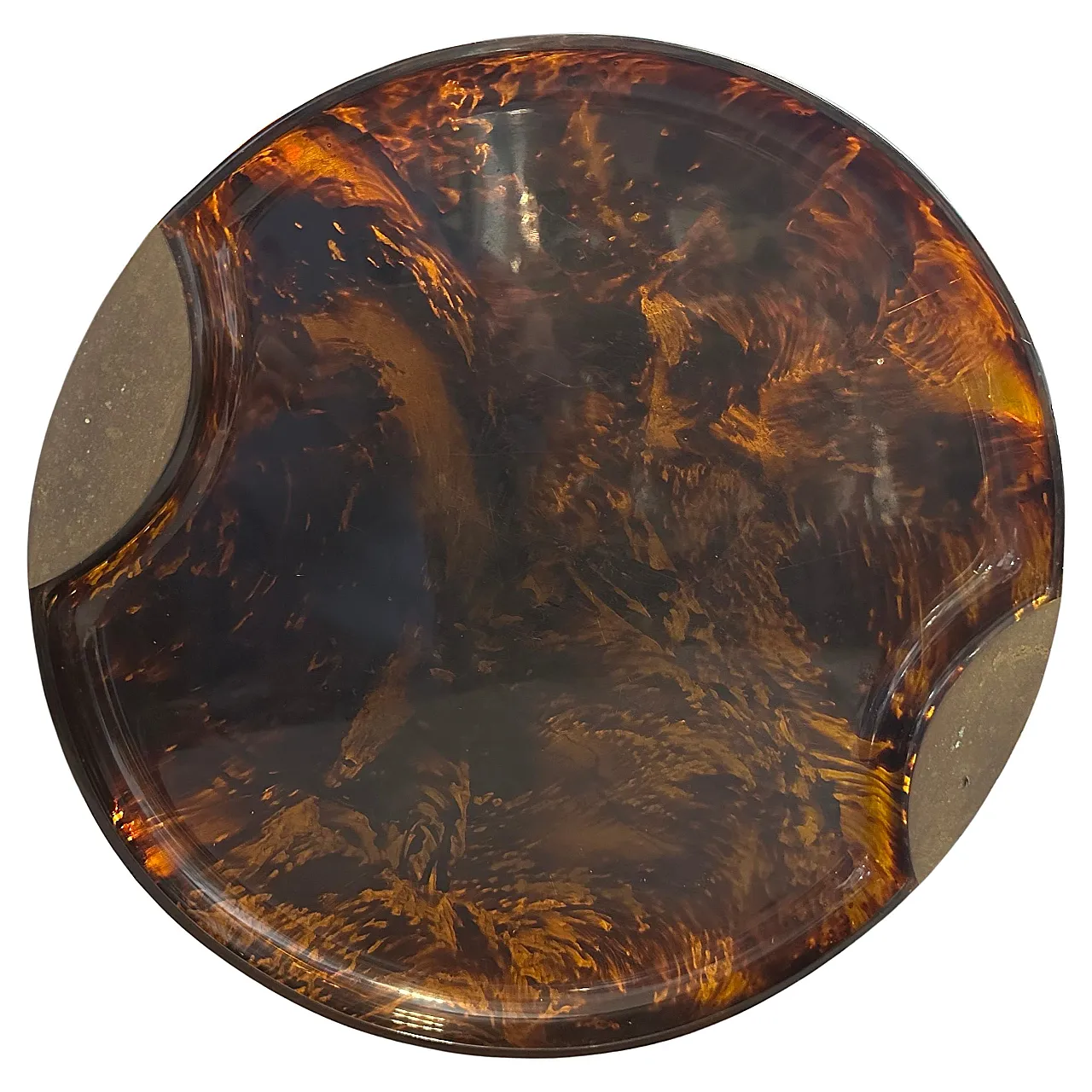 Brass and lucite mock turtle tray by Guzzini, 1970s 1