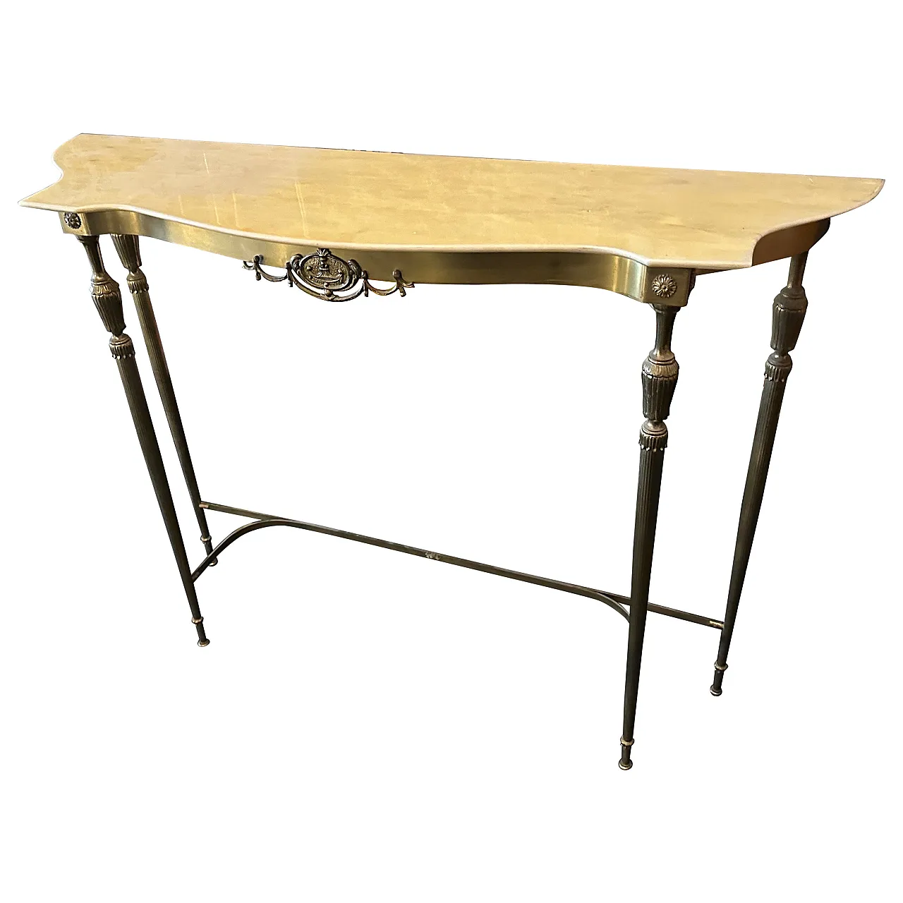 Brass and marble console table, 1950s 1