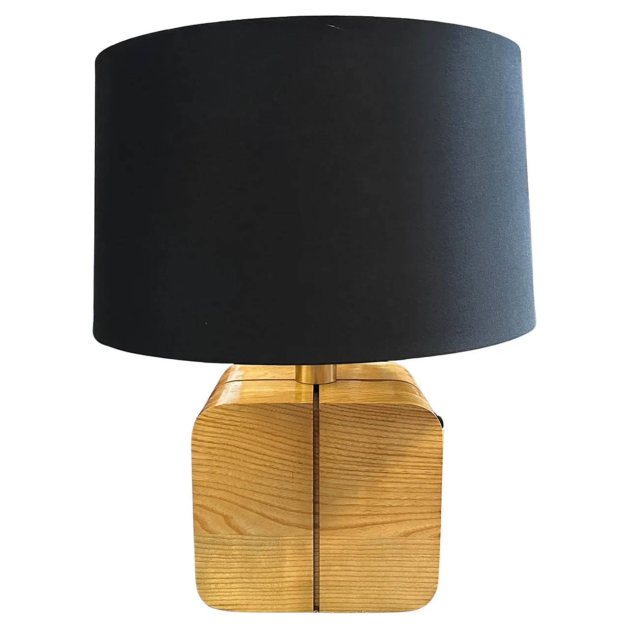 Ash and brass table lamp, 1970s 1