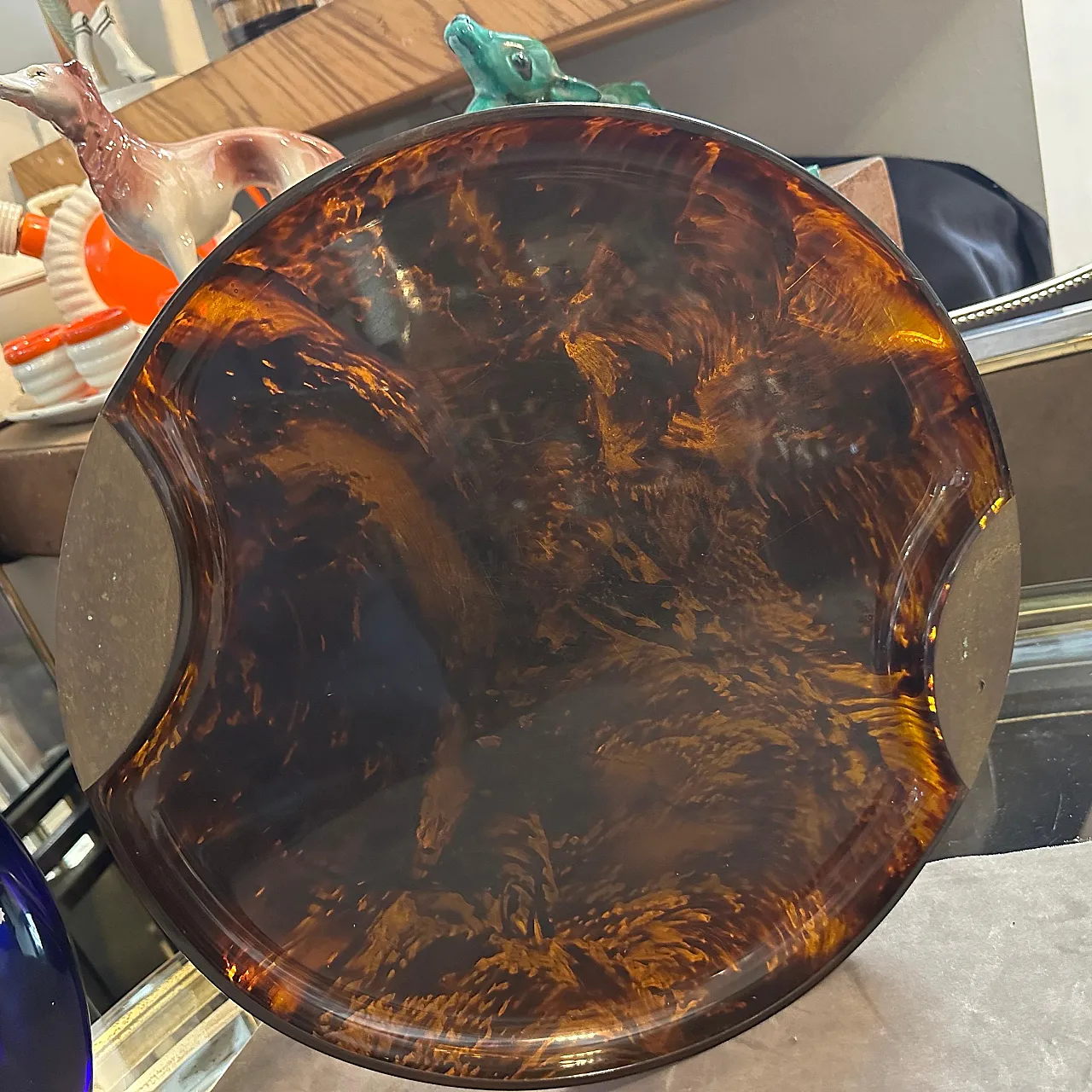 Brass and lucite mock turtle tray by Guzzini, 1970s 2