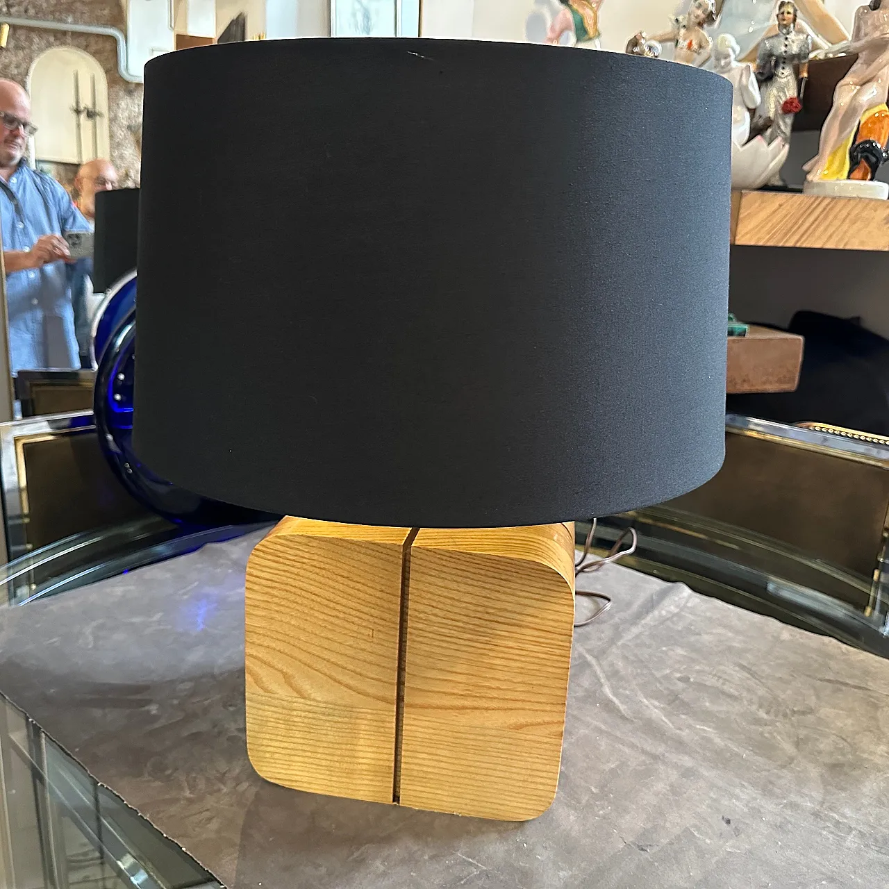 Ash and brass table lamp, 1970s 2