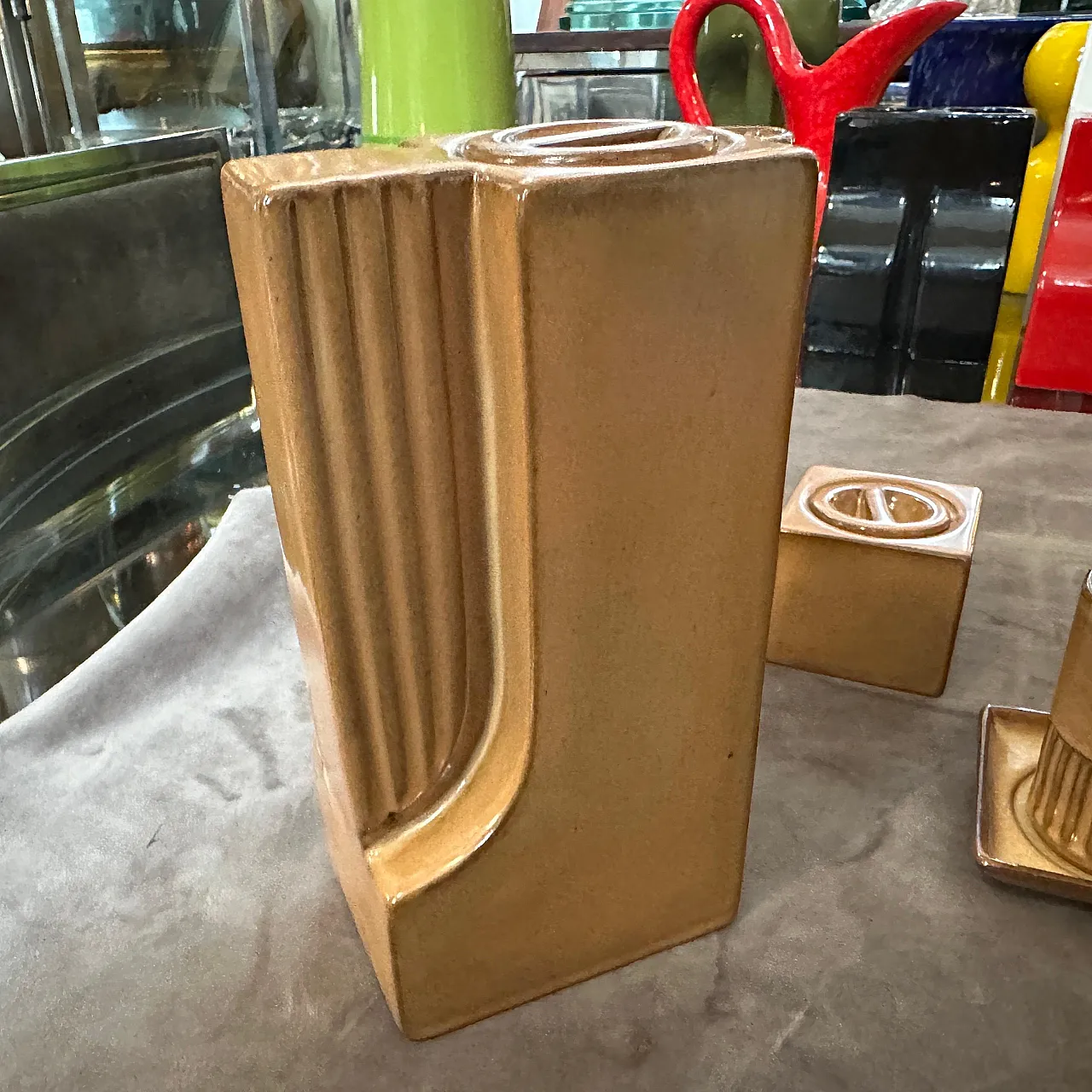 Brown ceramic coffee set by Ernestine Salerno, mid-19th century 4