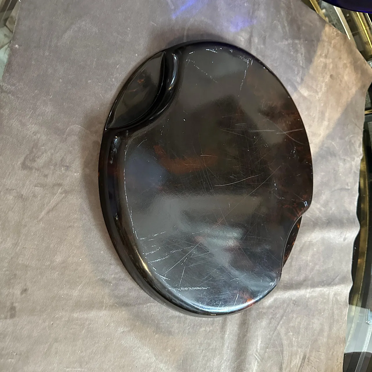 Brass and lucite mock turtle tray by Guzzini, 1970s 4