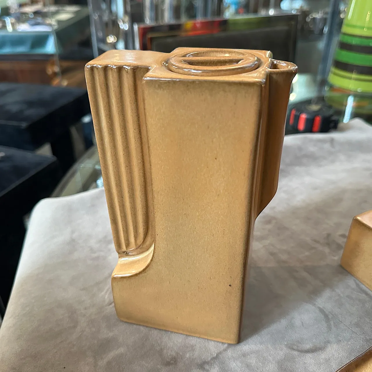 Brown ceramic coffee set by Ernestine Salerno, mid-19th century 6