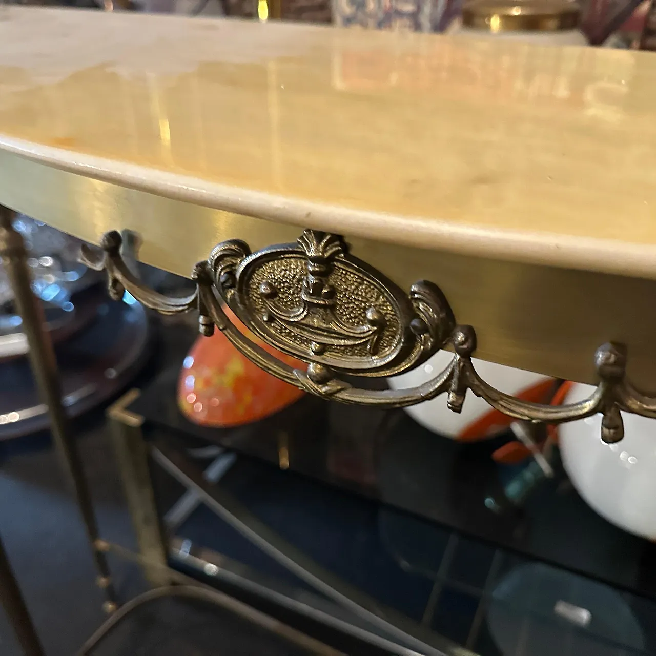 Brass and marble console table, 1950s 6
