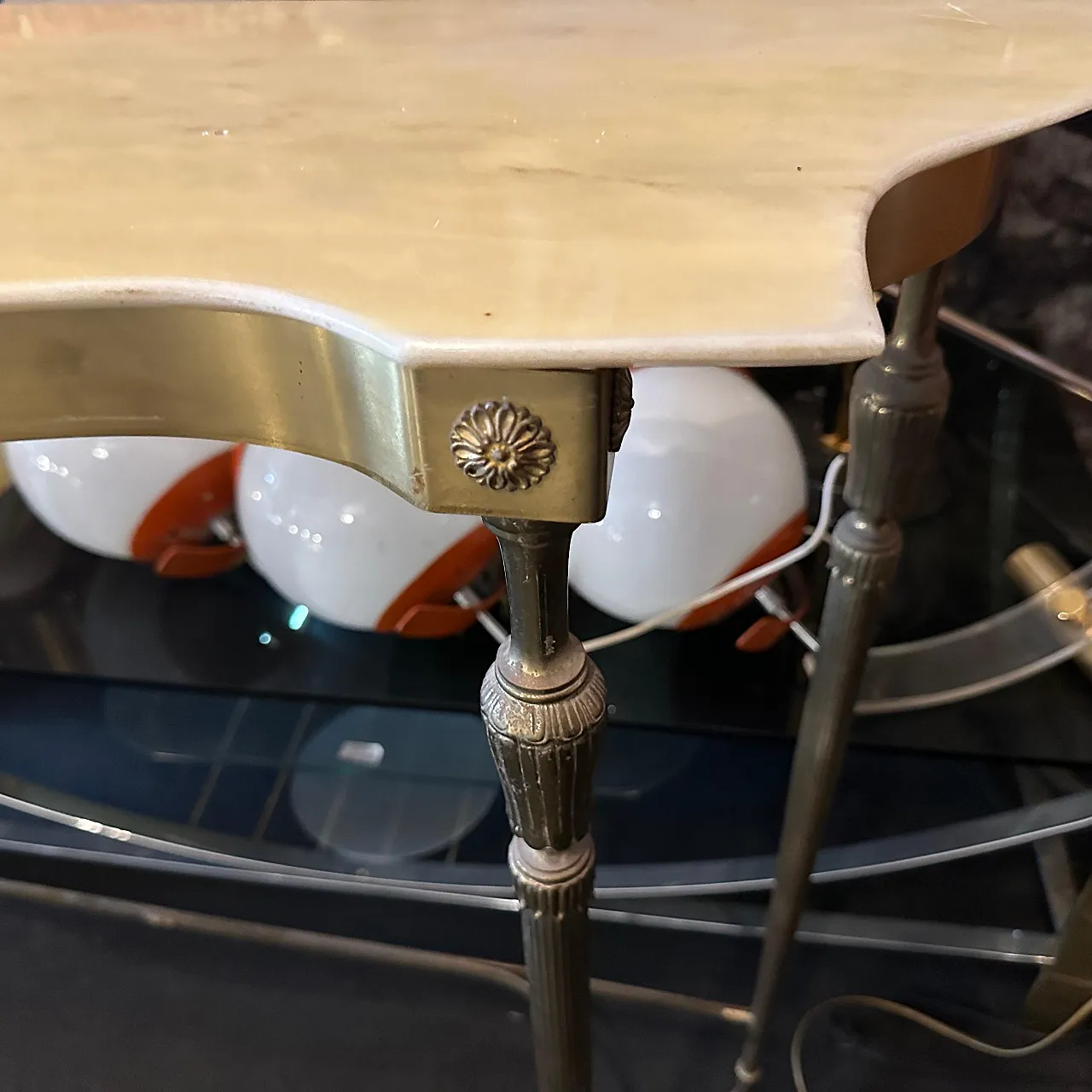 Brass and marble console table, 1950s 7