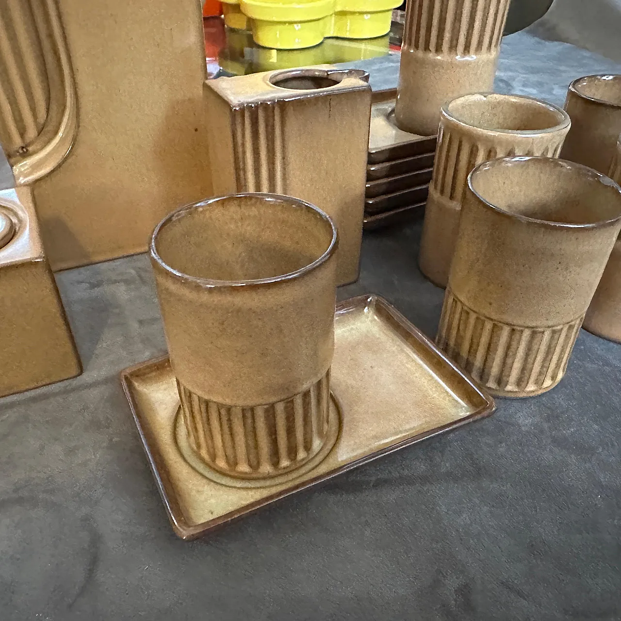 Brown ceramic coffee set by Ernestine Salerno, mid-19th century 8