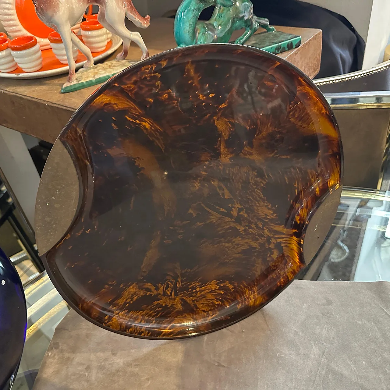 Brass and lucite mock turtle tray by Guzzini, 1970s 11