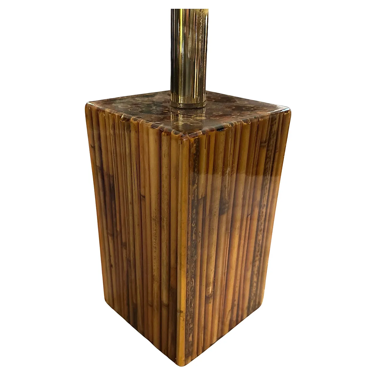 Bamboo resin table lamp by Riccardo Marzi, 1960s 2