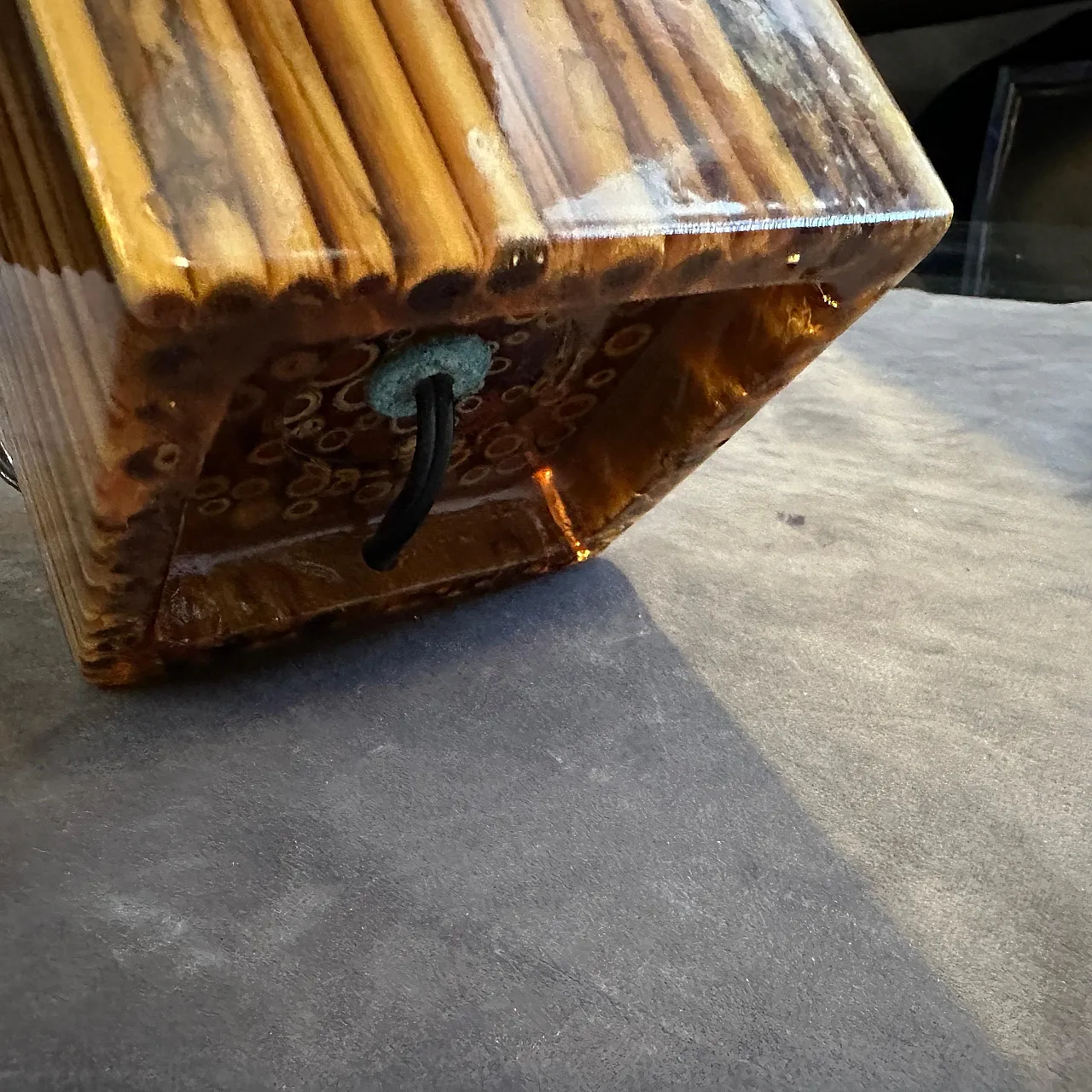 Bamboo resin table lamp by Riccardo Marzi, 1960s 5