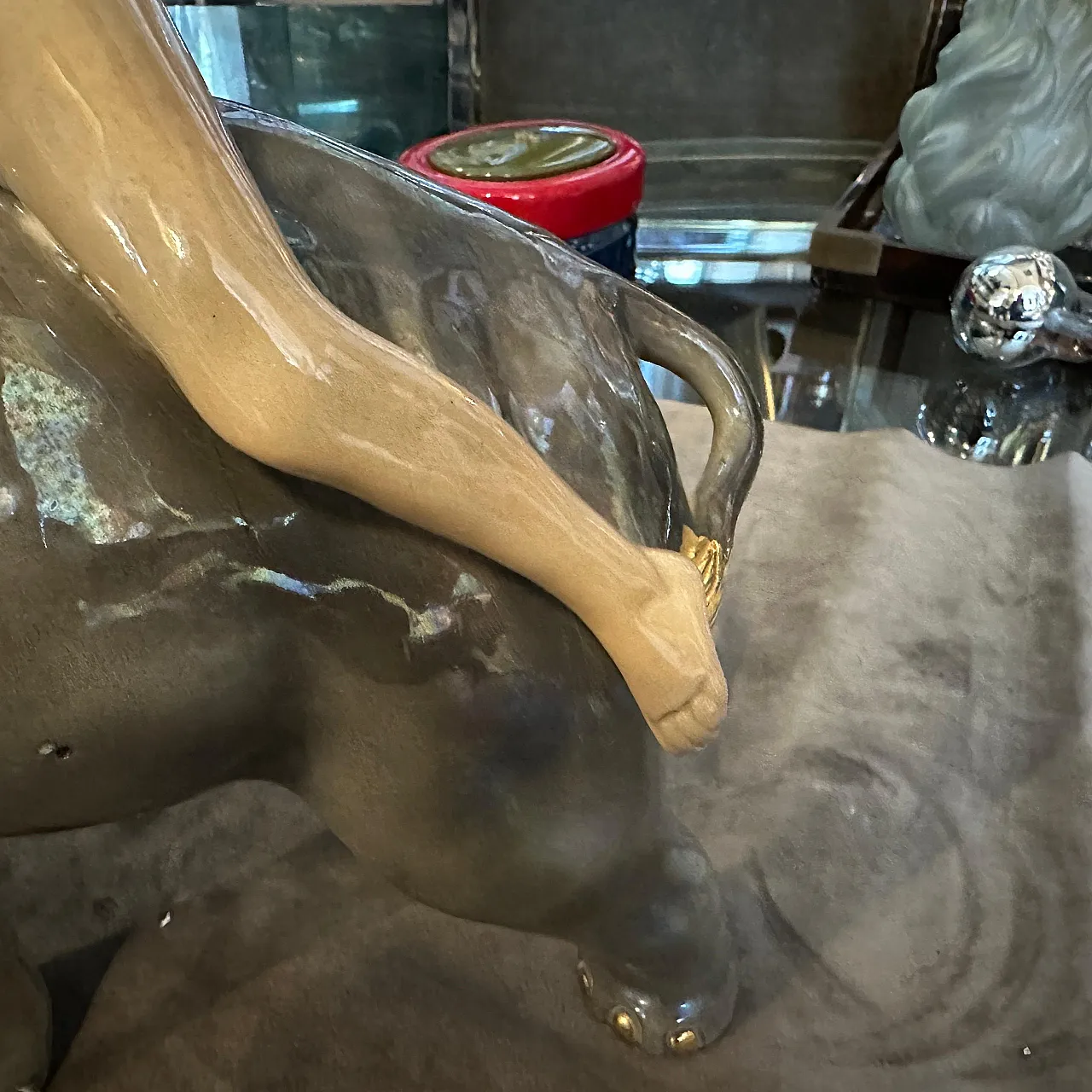 Figure of a boy on a ceramic elephant by SICA, 1950s 6