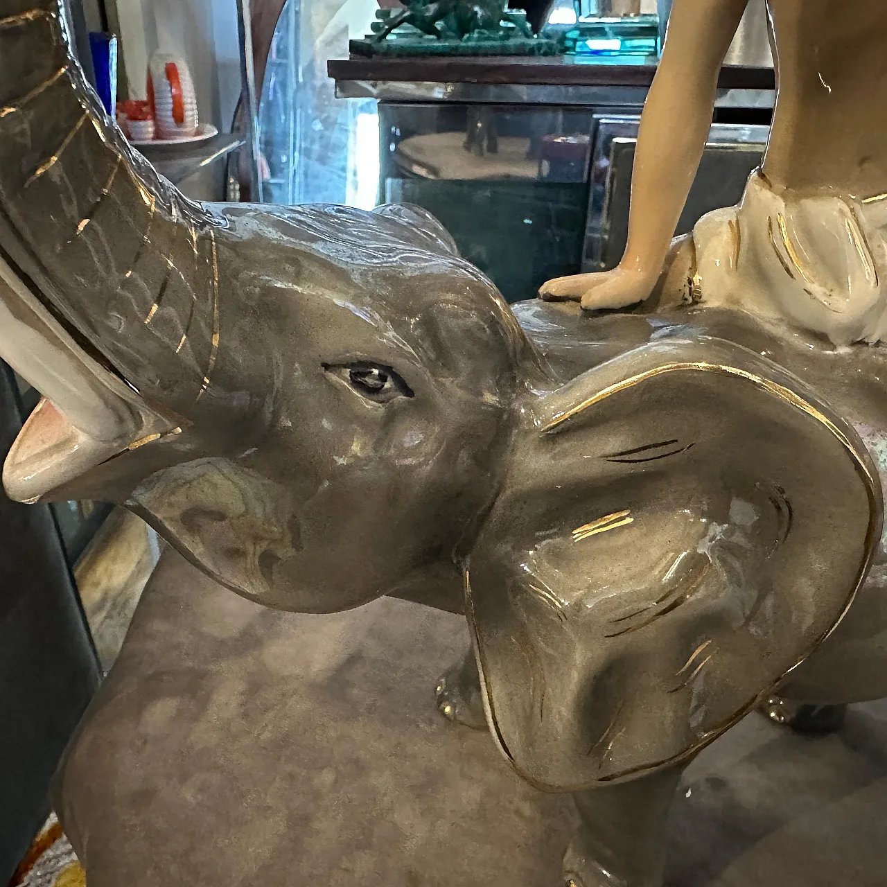 Figure of a boy on a ceramic elephant by SICA, 1950s 7