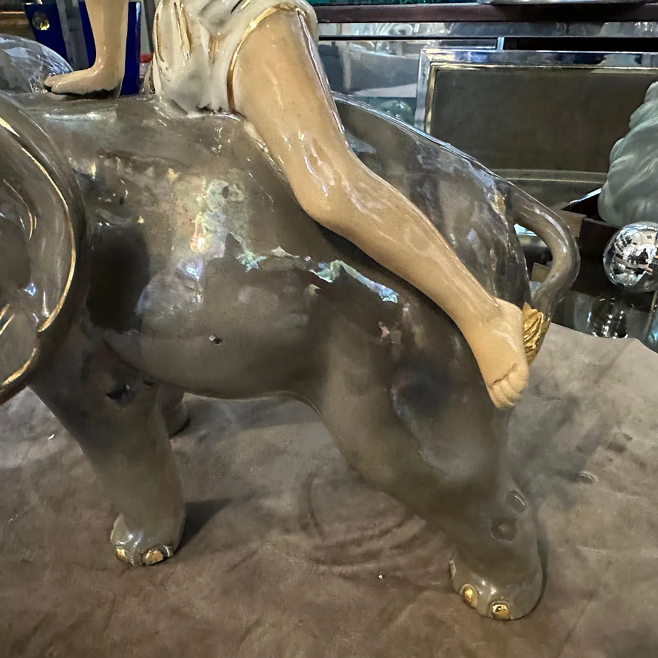 Figure of a boy on a ceramic elephant by SICA, 1950s 10