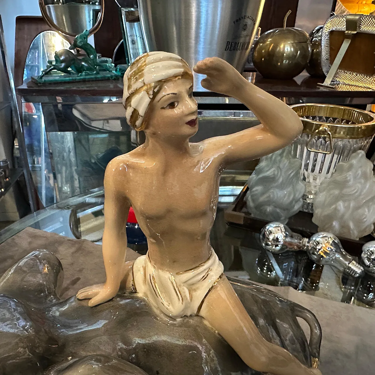 Figure of a boy on a ceramic elephant by SICA, 1950s 11