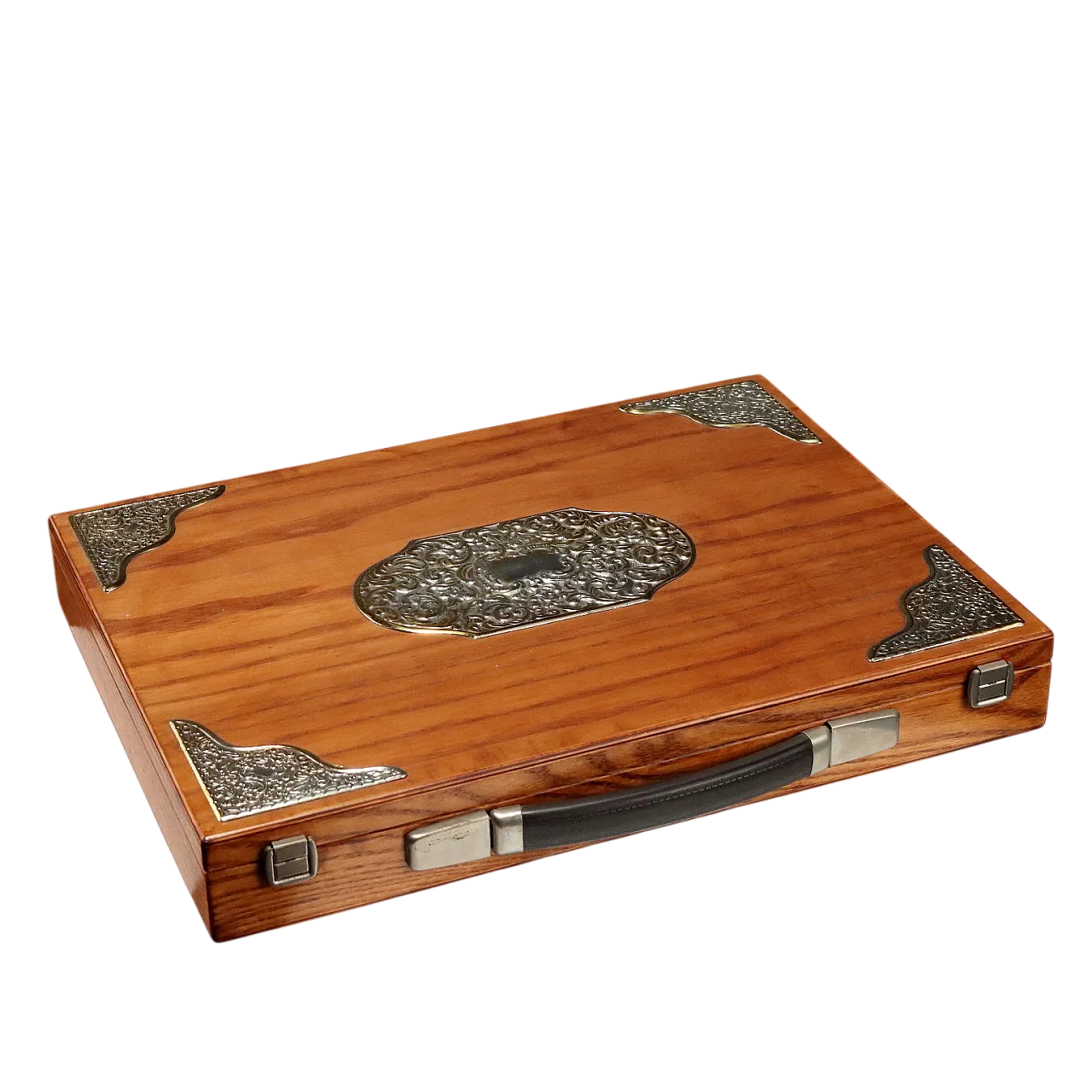Scatola da gioco in legno e argento 925, '900 11