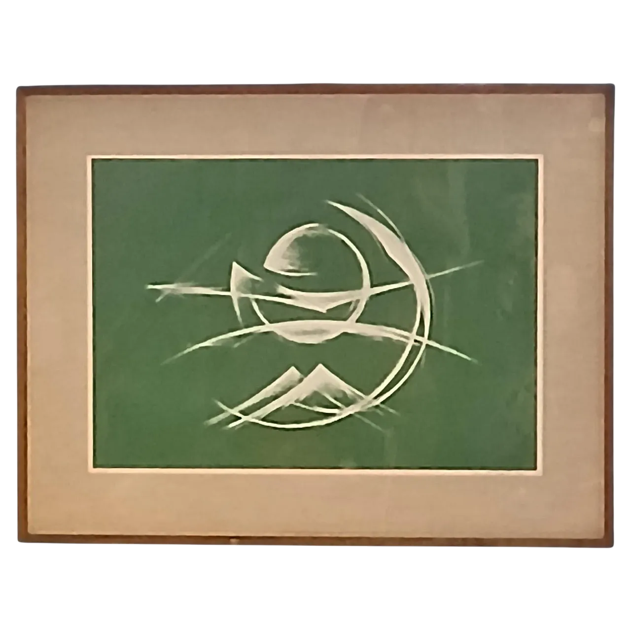 Serigrafia monocroma su fondo verde di Carmelo Cappello, anni '60 7