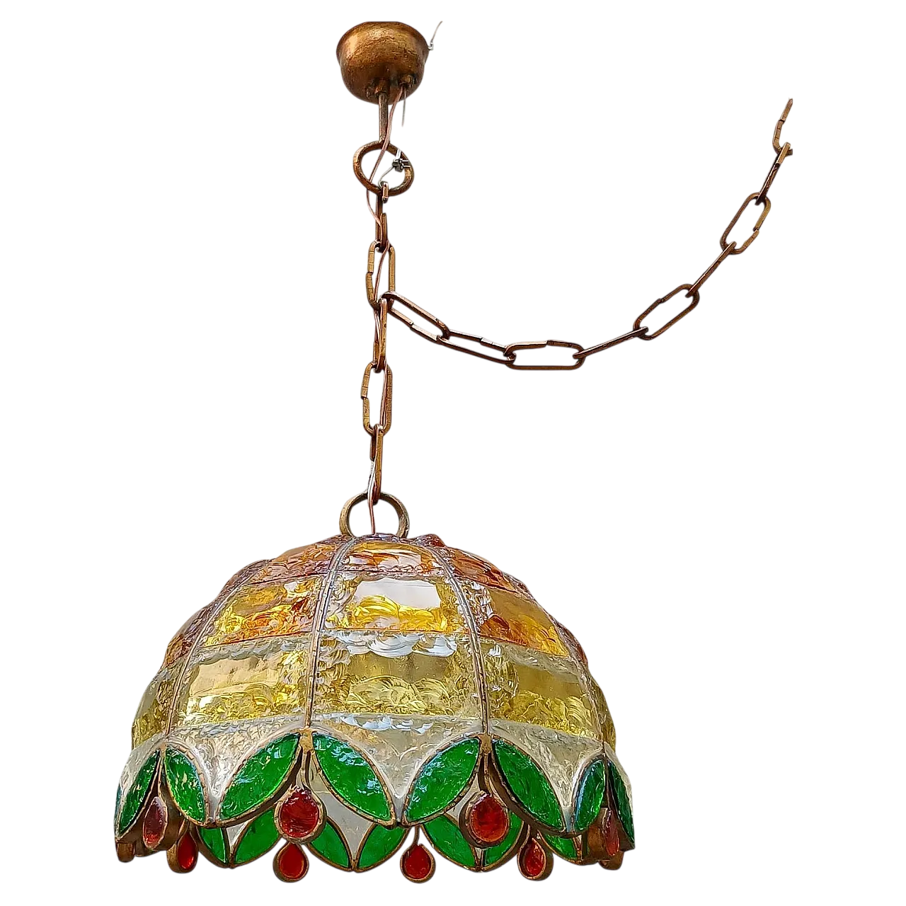 Chiselled iron and glass chandelier by Poliarte, 1960s 10