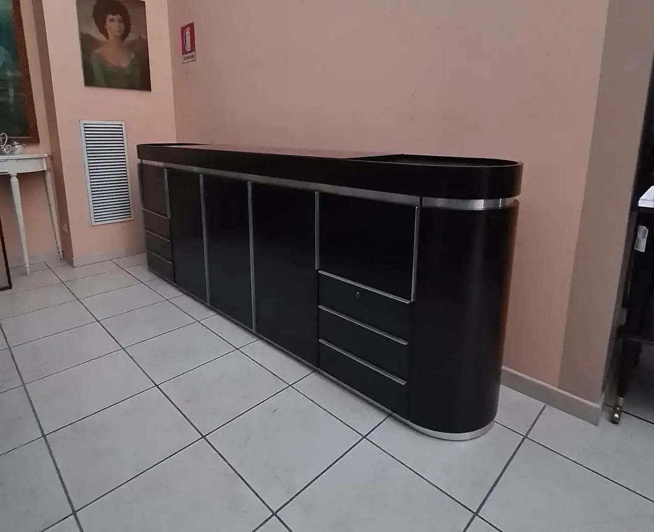Credenza in legno e acciaio, anni '80 1