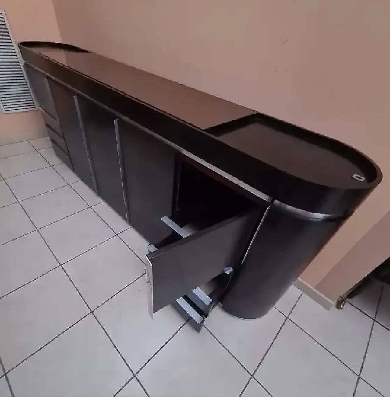 Credenza in legno e acciaio, anni '80 3