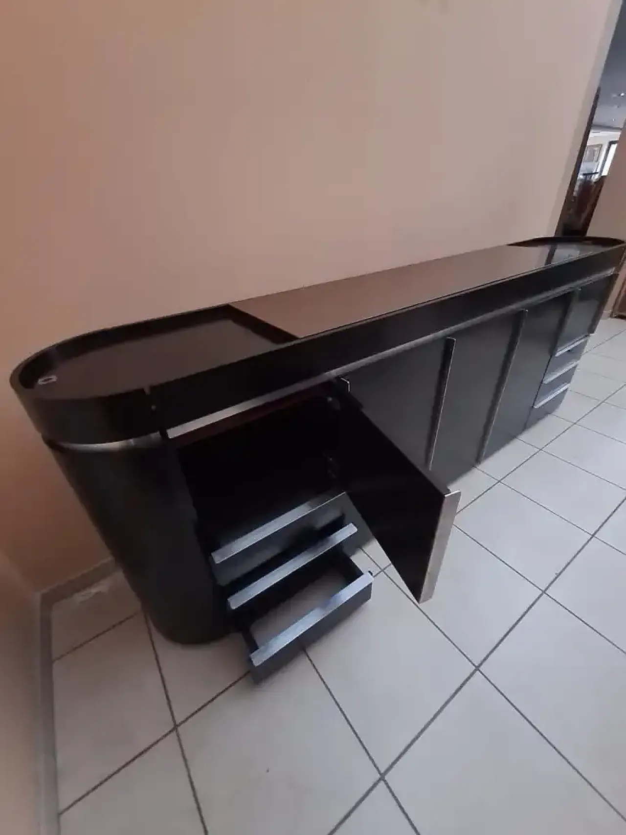 Credenza in legno e acciaio, anni '80 5