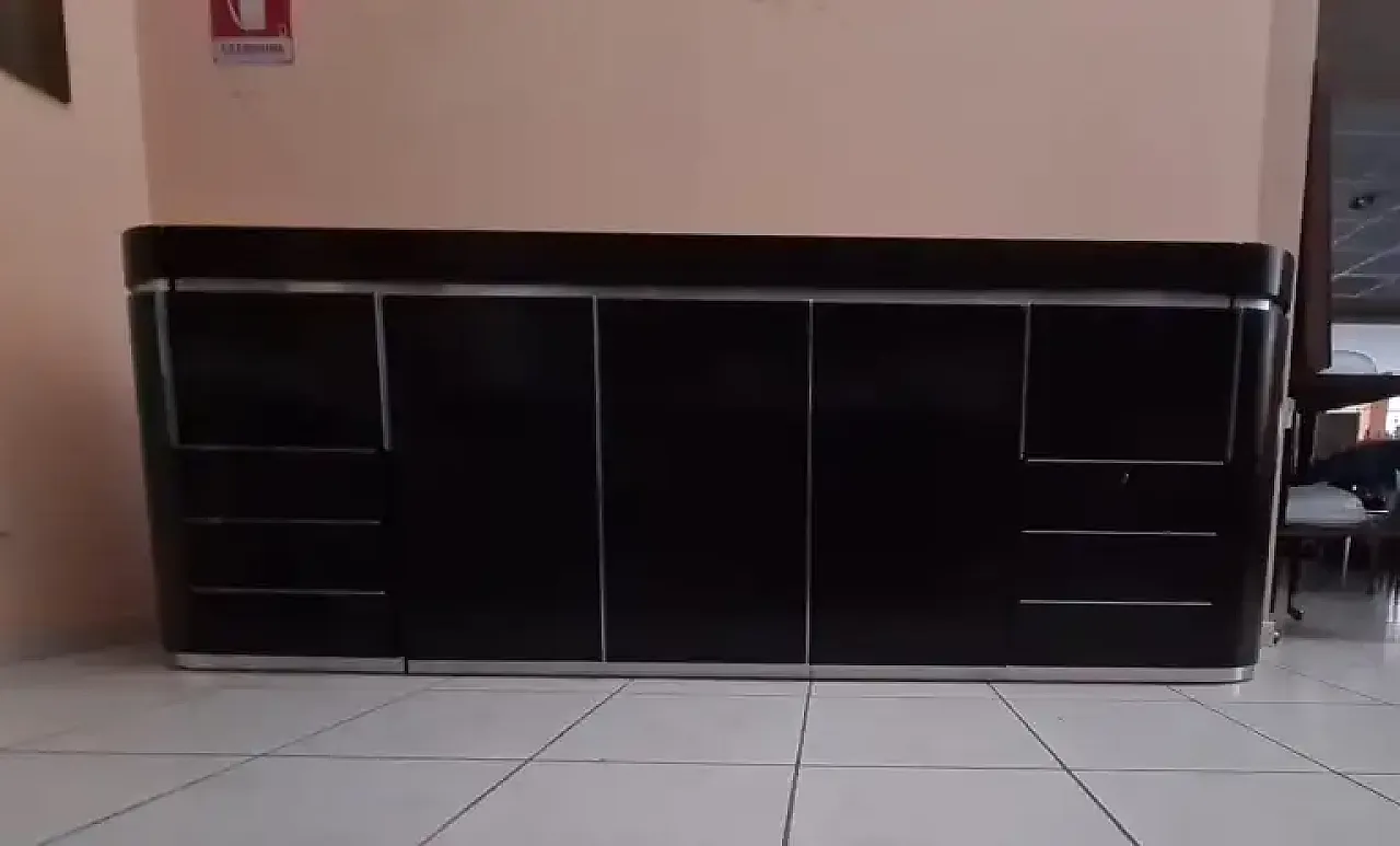 Credenza in legno e acciaio, anni '80 11