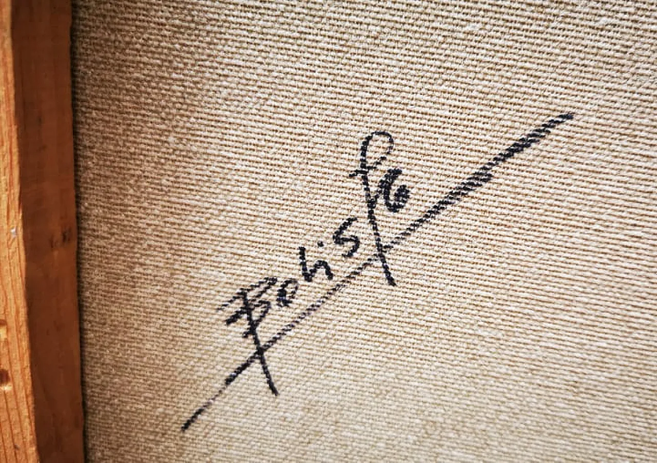 "Là in fondo al paese" di GIANNI BOLIS, olio su tela, anni '70 ITALIA 2