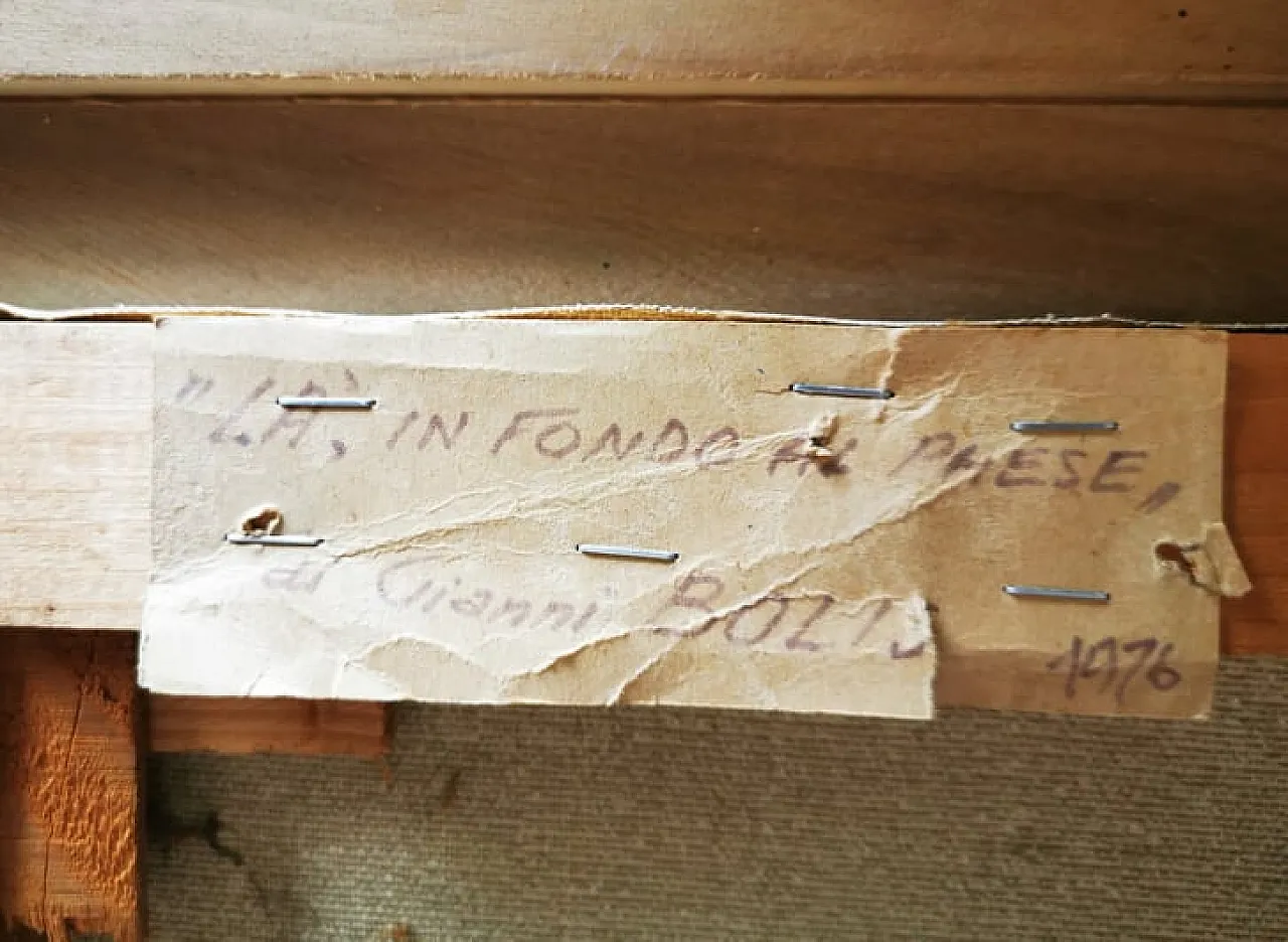 "Là in fondo al paese" di GIANNI BOLIS, olio su tela, anni '70 ITALIA 3