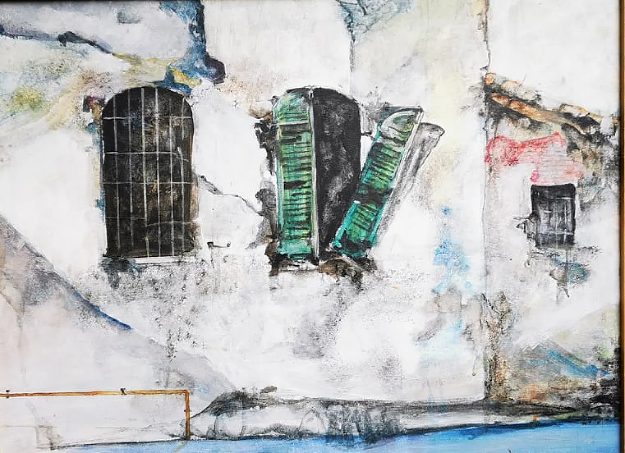 "Là in fondo al paese" di GIANNI BOLIS, olio su tela, anni '70 ITALIA 4