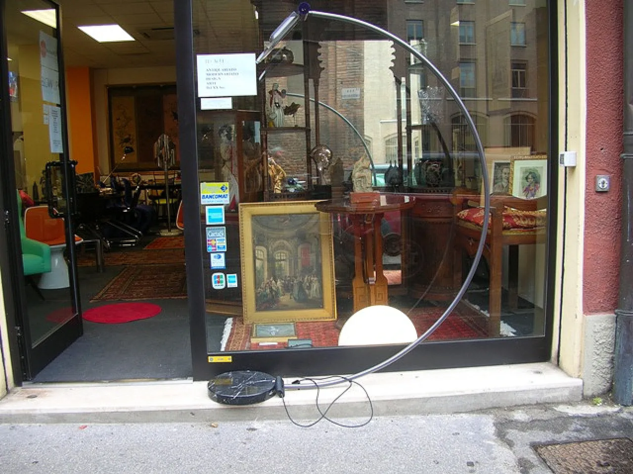 Piantana ad arco con base in marmo, anni '80 1