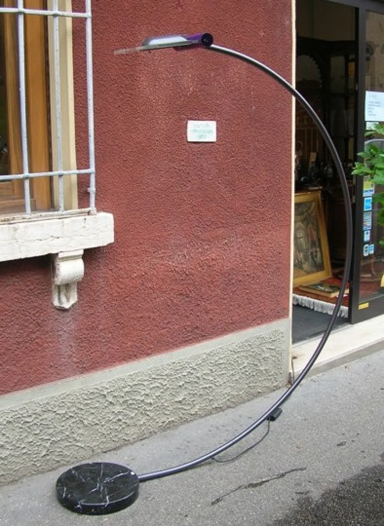 Piantana ad arco con base in marmo, anni '80 3