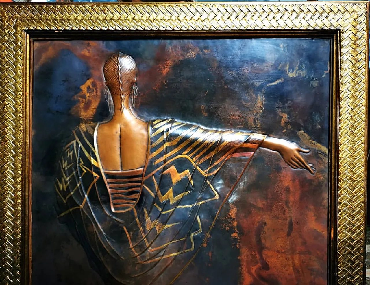 Pannello Fashion-Moda, sbalzo su rame, ZAIRE anni '80 2