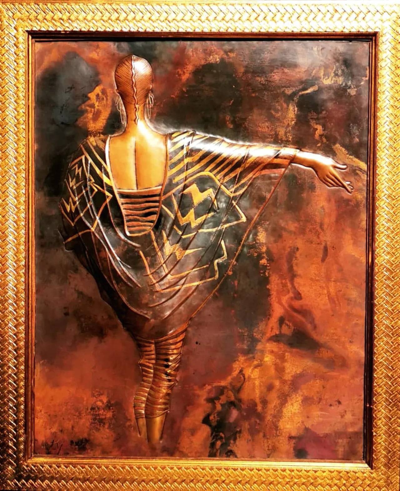 Pannello Fashion-Moda, sbalzo su rame, ZAIRE anni '80 4