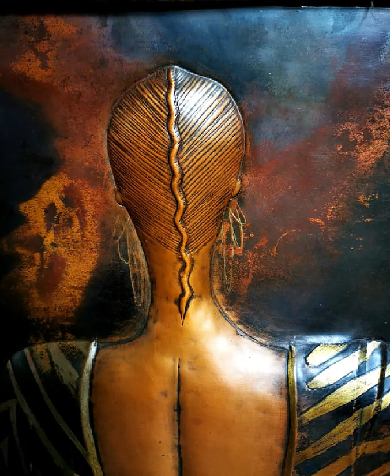 Pannello Fashion-Moda, sbalzo su rame, ZAIRE anni '80 5