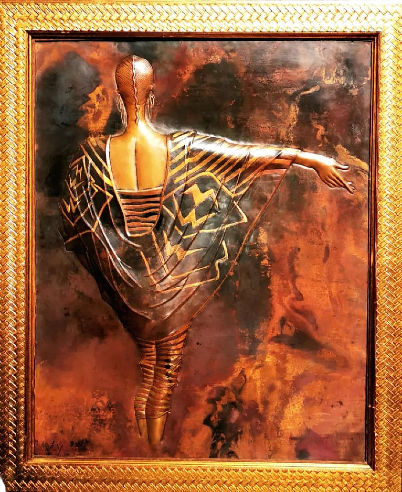 Pannello Fashion-Moda, sbalzo su rame, ZAIRE anni '80 6