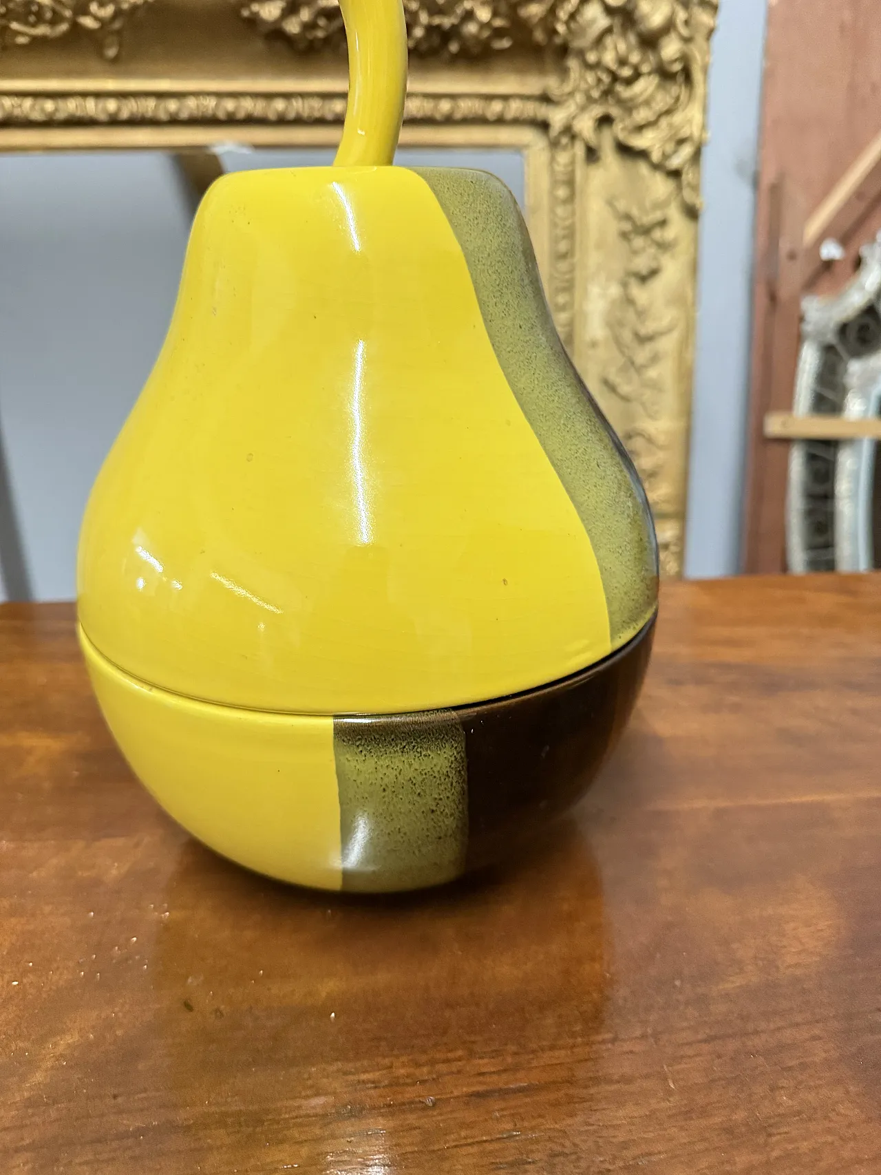 Contenitore a Pera in ceramica nera e gialla, '900 5