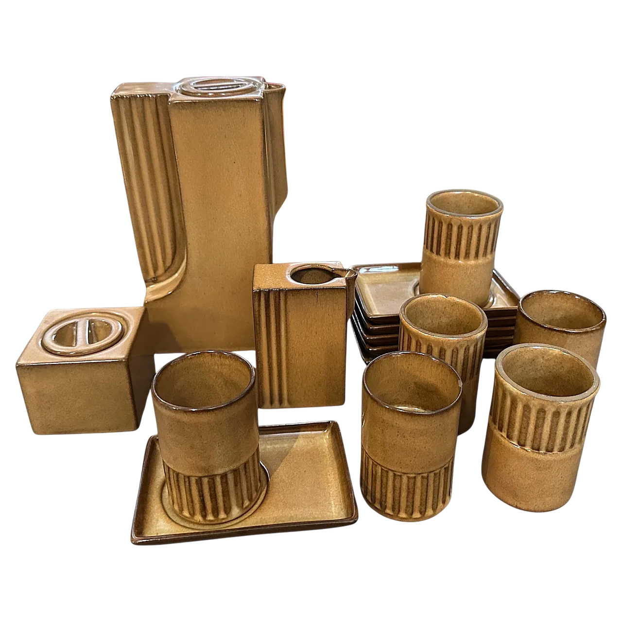 Brown ceramic coffee set by Ernestine Salerno, mid-19th century 12