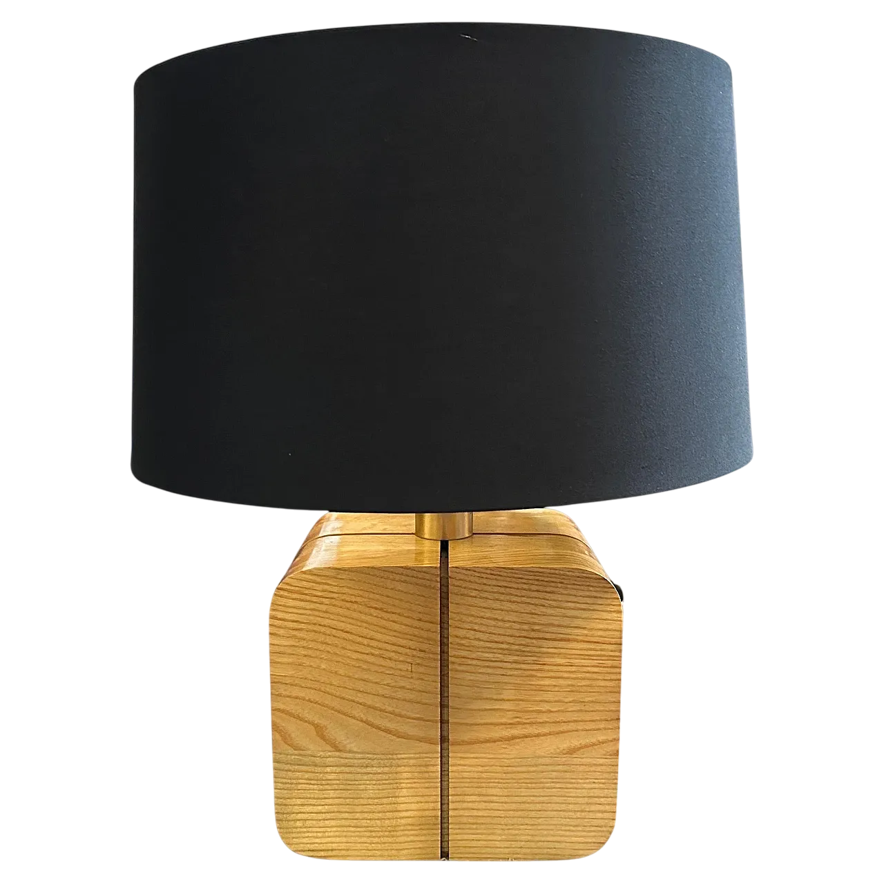 Ash and brass table lamp, 1970s 16