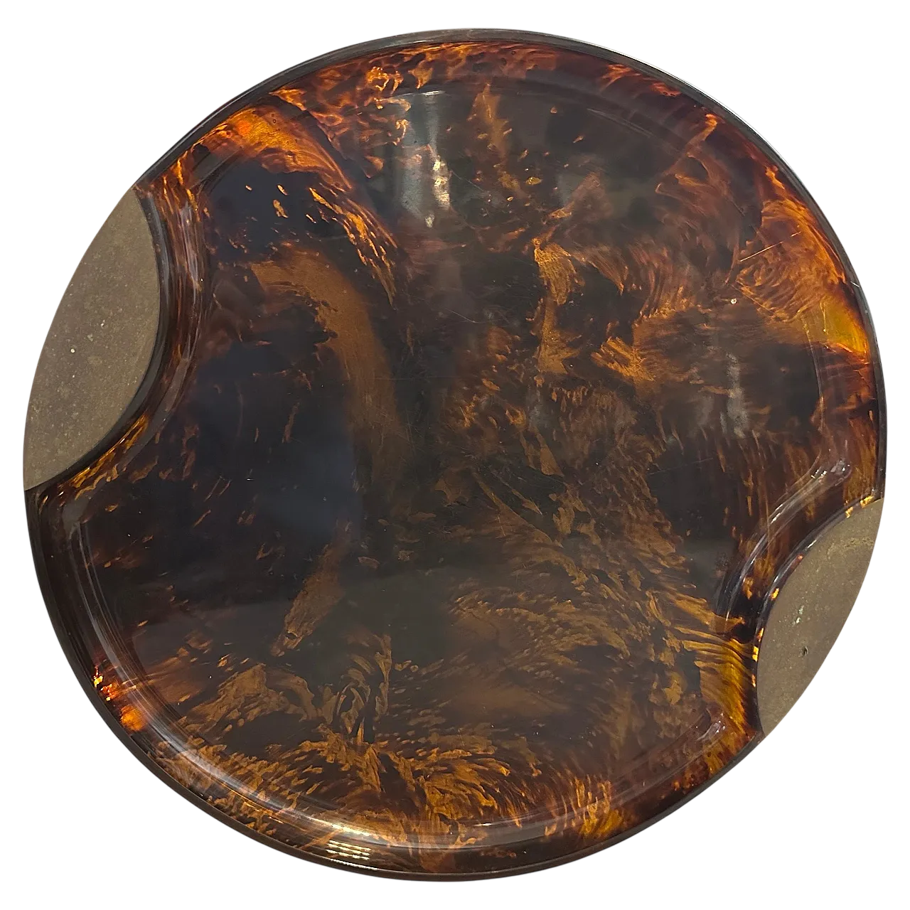 Brass and lucite mock turtle tray by Guzzini, 1970s 12