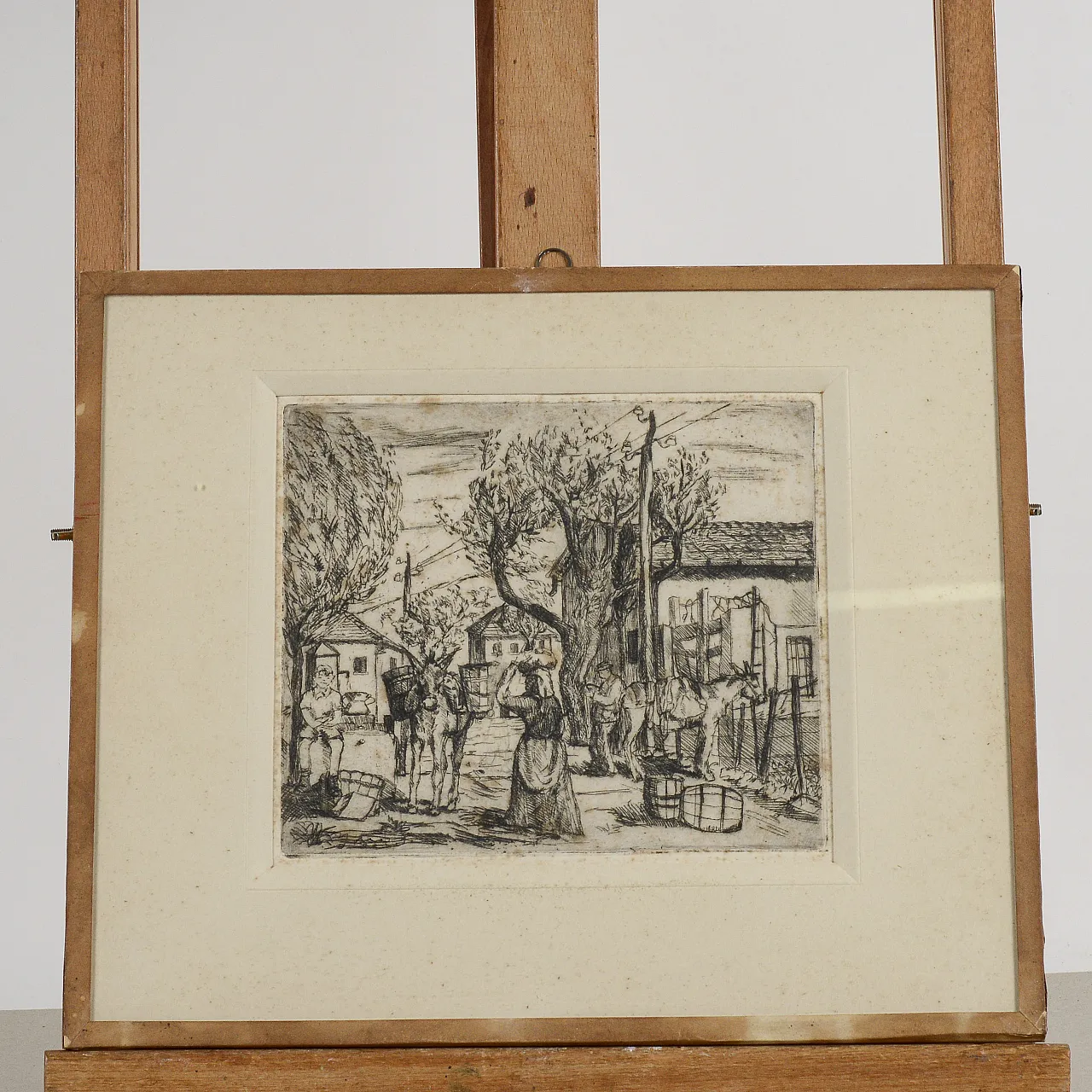 Scena di campagna con animali, incisione su lastra, '900 1