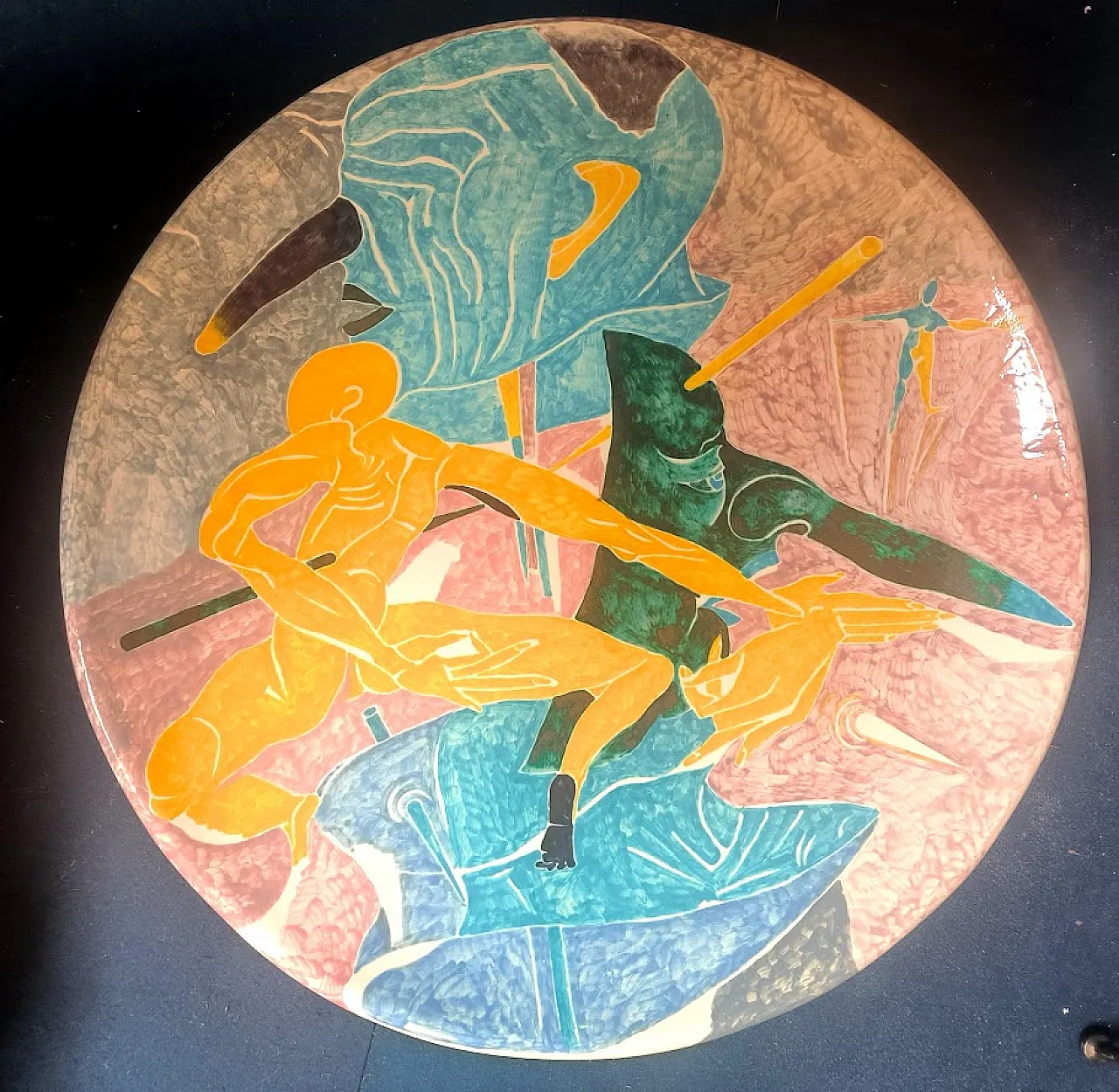 Grande Piatto di Massimo BIAGI MIRADARIO "Figuratista Giallo" , 2009 1