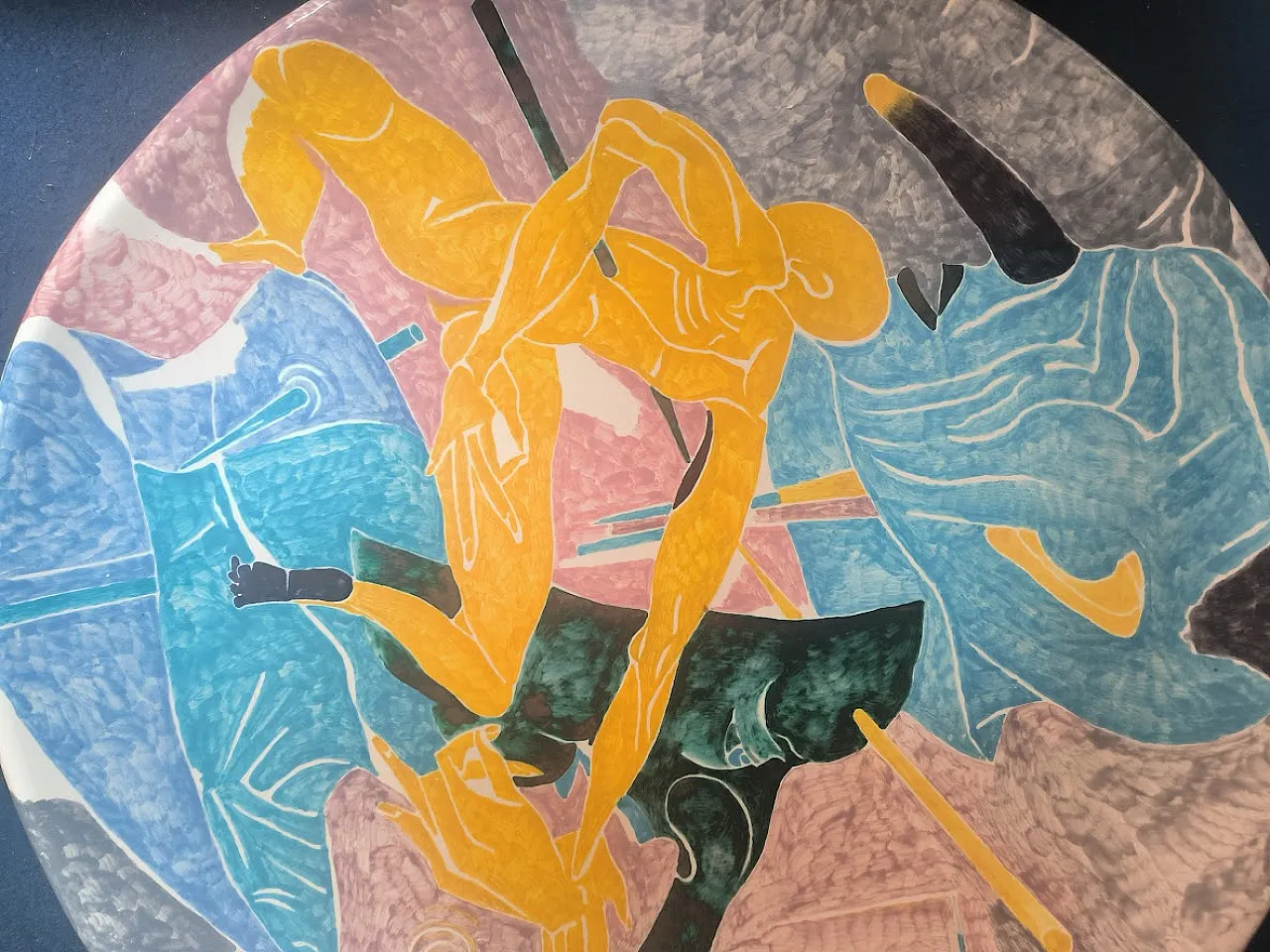 Grande Piatto di Massimo BIAGI MIRADARIO "Figuratista Giallo" , 2009 4