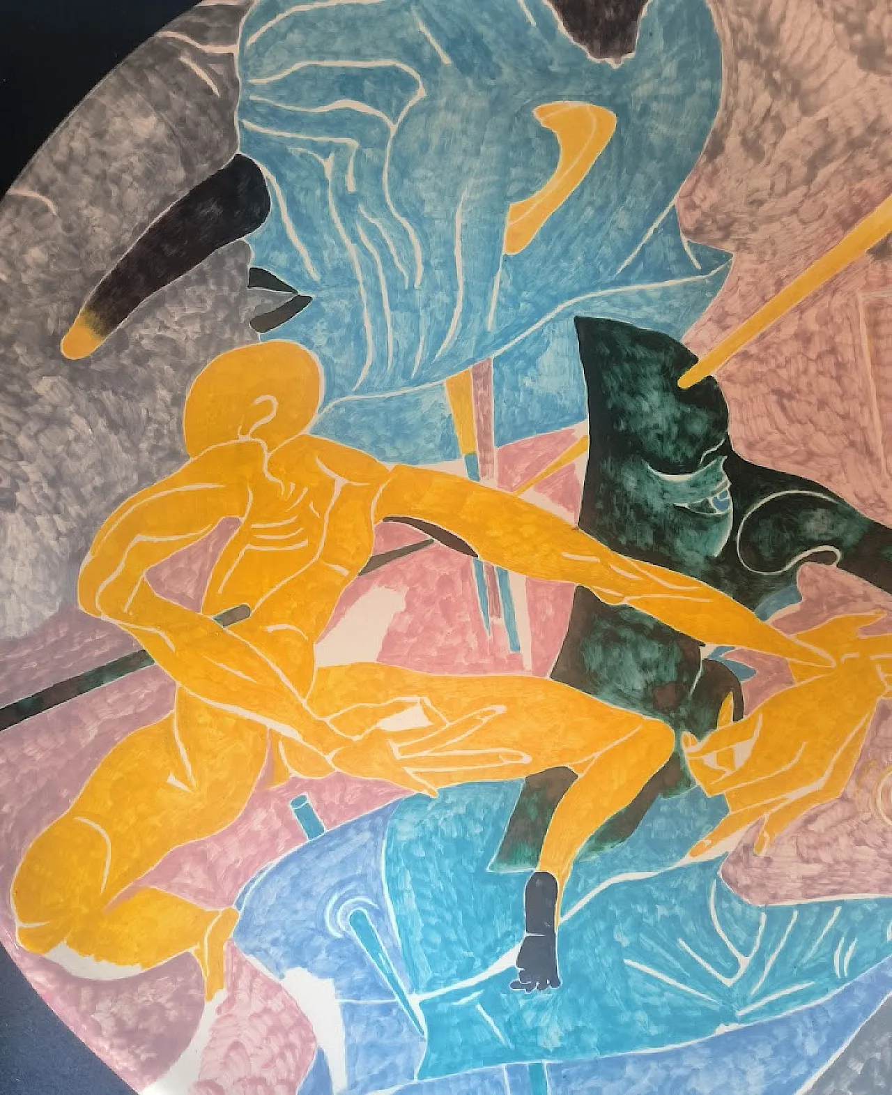 Grande Piatto di Massimo BIAGI MIRADARIO "Figuratista Giallo" , 2009 5